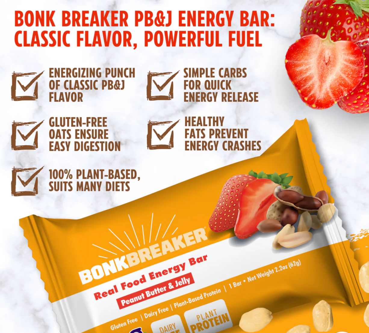 12 STK - Bonk Breaker Energibar Peanut & Jelly (12x12x62g) - DATOVARE