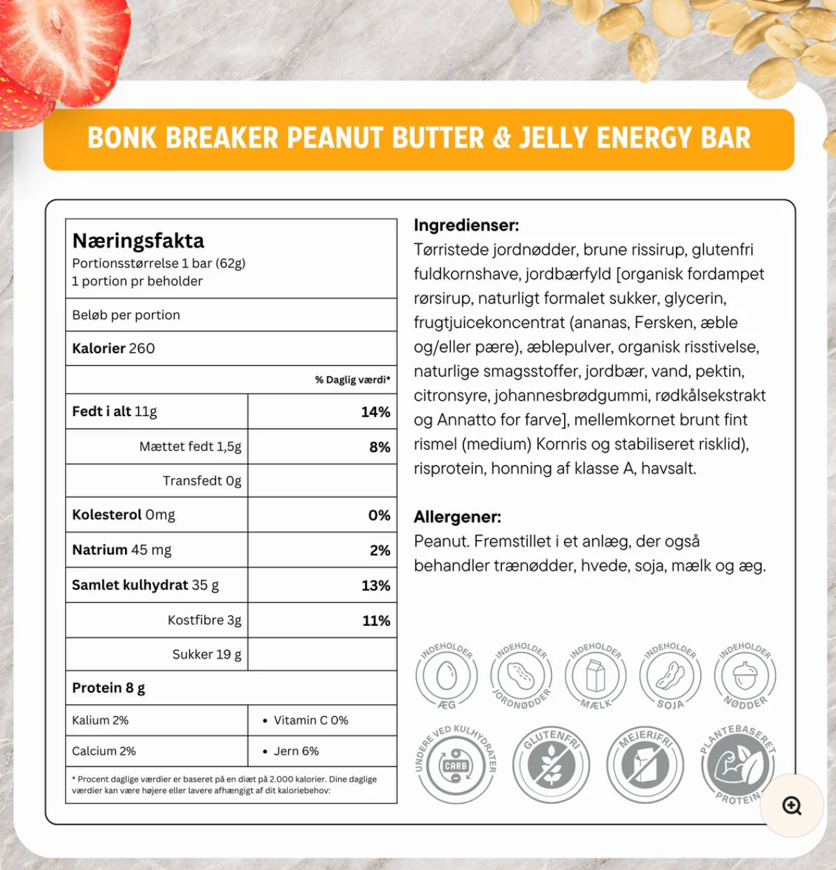 12 STK - Bonk Breaker Energibar Peanut & Jelly (12x12x62g) - DATOVARE